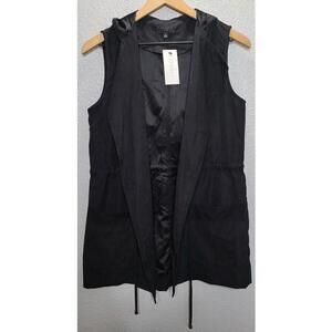 BE COOL Los Angeles Size S Drawstring Vest Solid Hooded Black